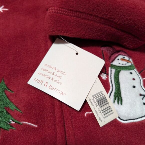 Croft & Barrow Red Fleece Zip Jacket Winter Snowman Holiday New Women's Plus 1X - Picture 10 of 10